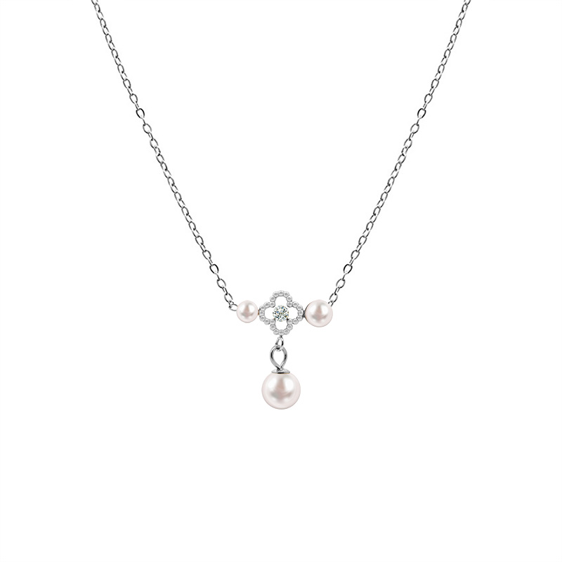 COLLANA PENDENTE QUADRIFOGLIO E PERLA - YC2548B143