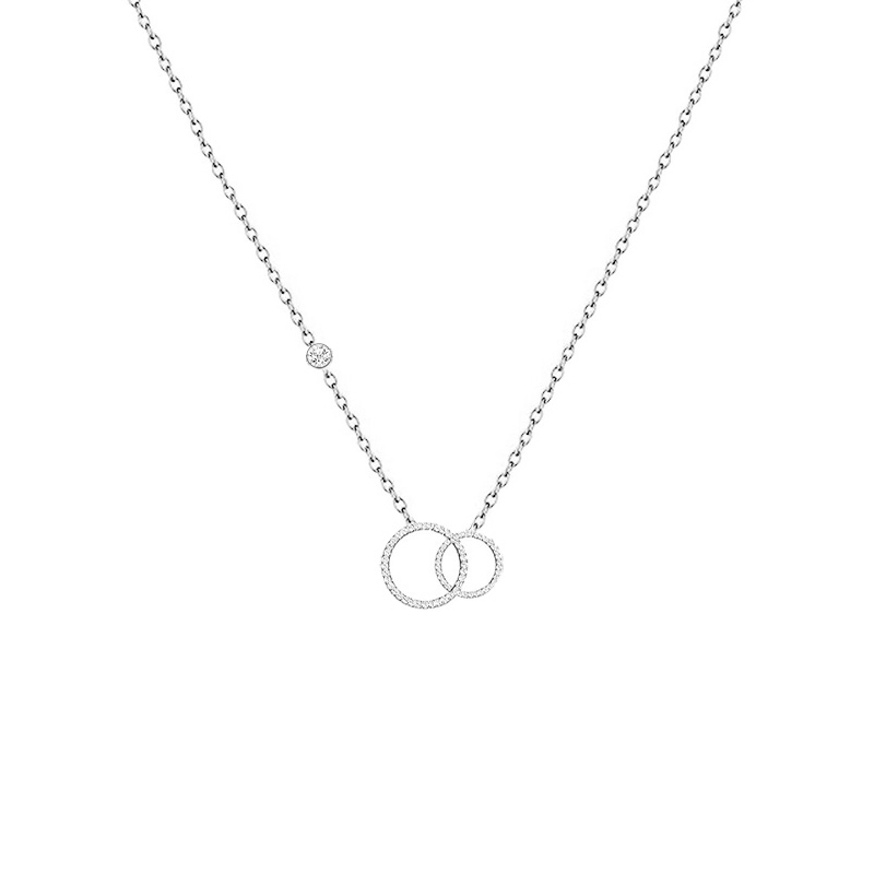 COLLANA CON PUNTO LUCE E CIONDOLO A DOPPIO CERCHIO IN STRASS - YC2564B202 COLLANA CON PUNTO LUCE E CIONDOLO A DOPPIO CERCHIO IN STRASS - YC2564B202