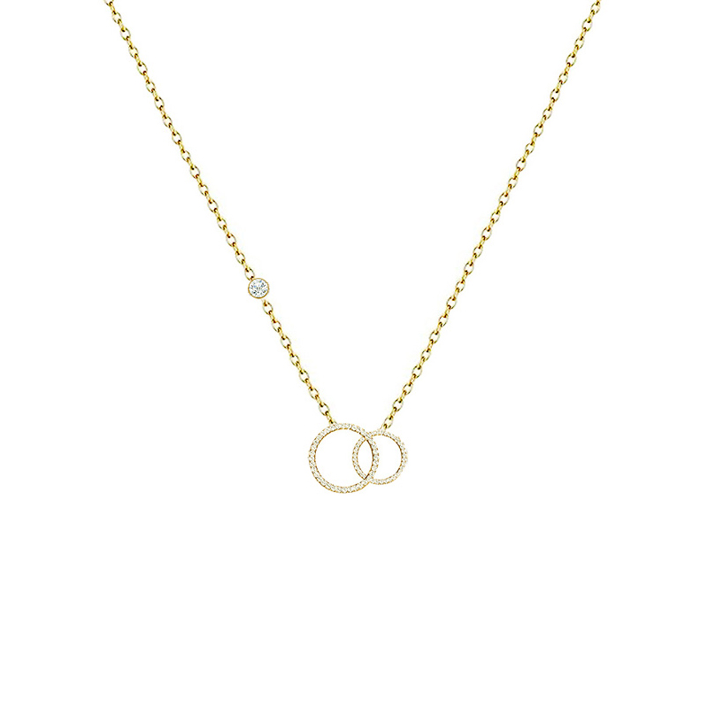 COLLANA CON PUNTO LUCE E CIONDOLO A DOPPIO CERCHIO IN STRASS - YC2564B202 COLLANA CON PUNTO LUCE E CIONDOLO A DOPPIO CERCHIO IN STRASS - YC2564B202
