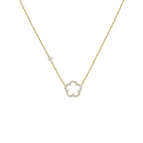 COLLANA CON PUNTO LUCE E CIONDOLO A FIORE IN STRASS - YC2564B226