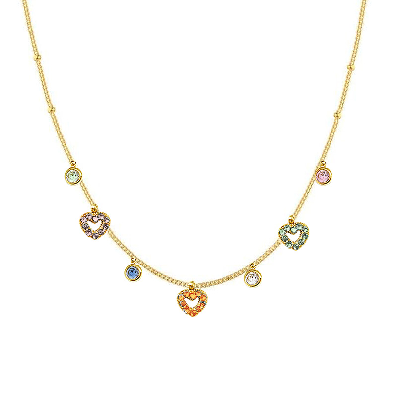 COLLANA CON CUORI PENDENTI IN ZIRCONE - YC25704B254