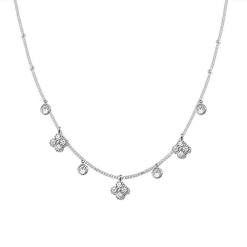 COLLANA CON QUADRIFOGLI PENDENTI IN ZIRCONE - YC25704B256 COLLANA CON QUADRIFOGLI PENDENTI IN ZIRCONE - YC25704B256