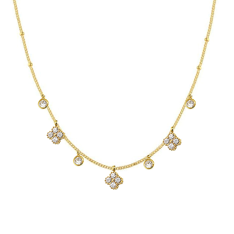 COLLANA CON QUADRIFOGLI PENDENTI IN ZIRCONE - YC25704B256 COLLANA CON QUADRIFOGLI PENDENTI IN ZIRCONE - YC25704B256