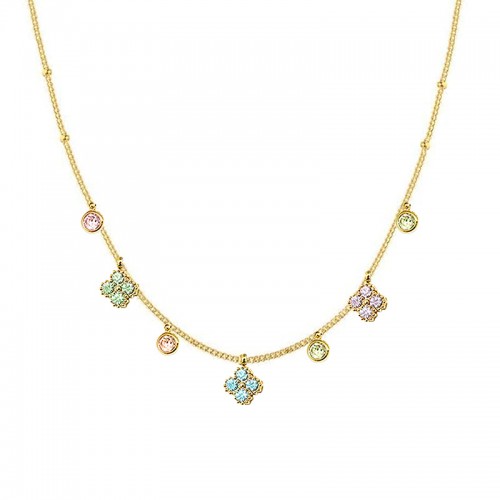 COLLANA CON QUADRIFOGLI PENDENTI IN ZIRCONE - YC25704B256
