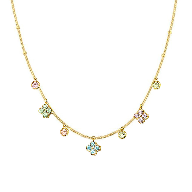 COLLANA CON QUADRIFOGLI PENDENTI IN ZIRCONE - YC25704B256 COLLANA CON QUADRIFOGLI PENDENTI IN ZIRCONE - YC25704B256