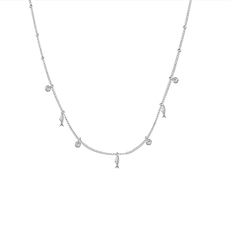 COLLANA CON PENDENTI PESCI E STRASS - YC25704B350