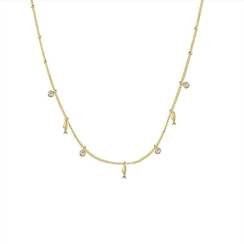 COLLANA CON PENDENTI PESCI E STRASS - YC25704B350