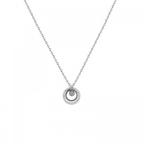 COLLANA CON PENDENTE A DOPPIO CERCHIO CON STRASS - YC2576B343