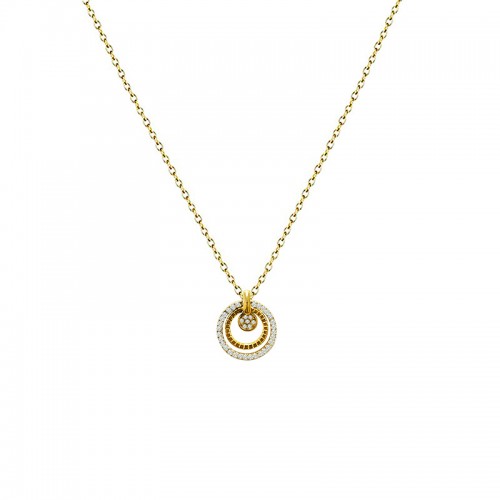 COLLANA CON PENDENTE A DOPPIO CERCHIO CON STRASS - YC2576B343