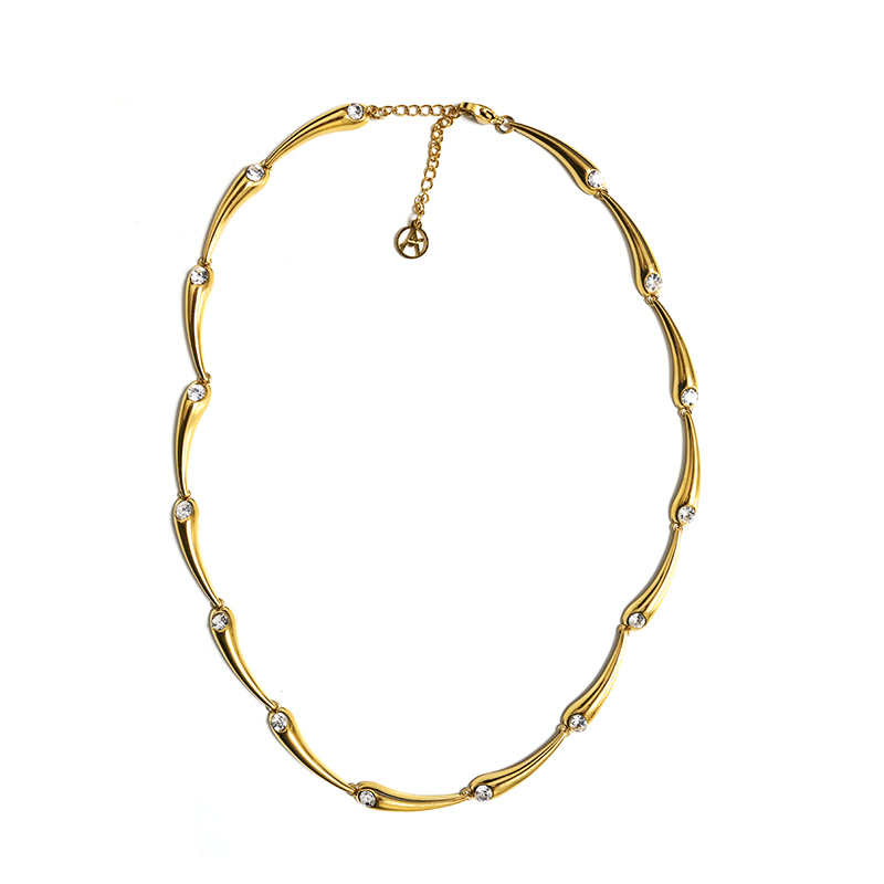 COLLANA CON ELEMENTI A GOCCIA E ZIRCONI - YC26208C908