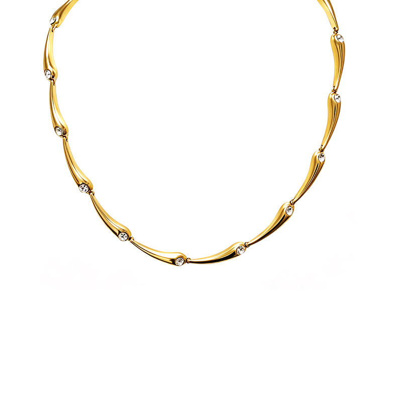 COLLANA CON ELEMENTI A GOCCIA E ZIRCONI - YC26208C908