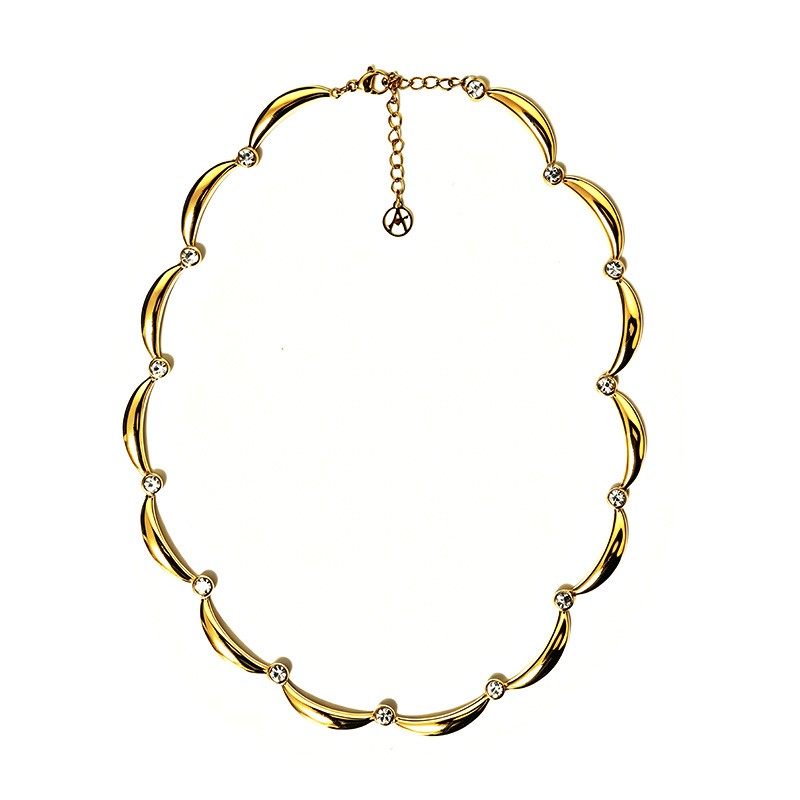 COLLANA CON ELEMENTI CURVI E ZIRCONI - YC26208C909