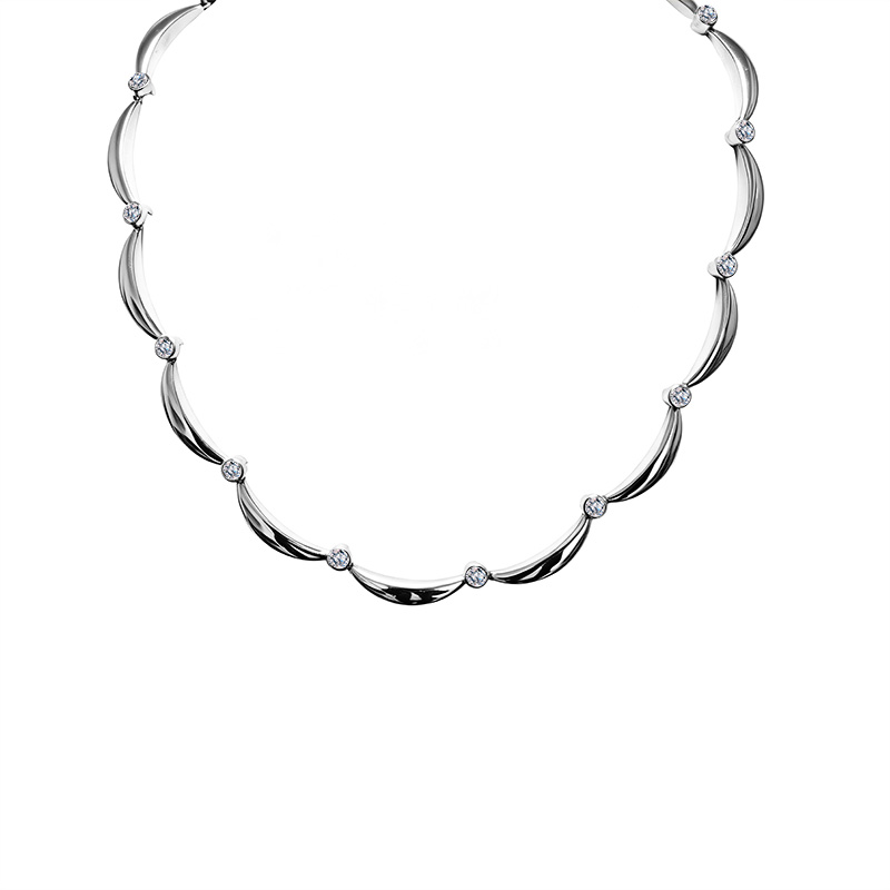 COLLANA CON ELEMENTI CURVI E ZIRCONI - YC26208C909