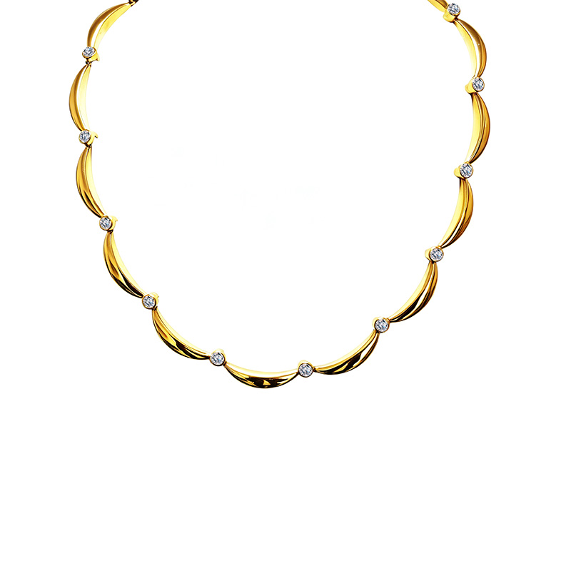 COLLANA CON ELEMENTI CURVI E ZIRCONI - YC26208C909