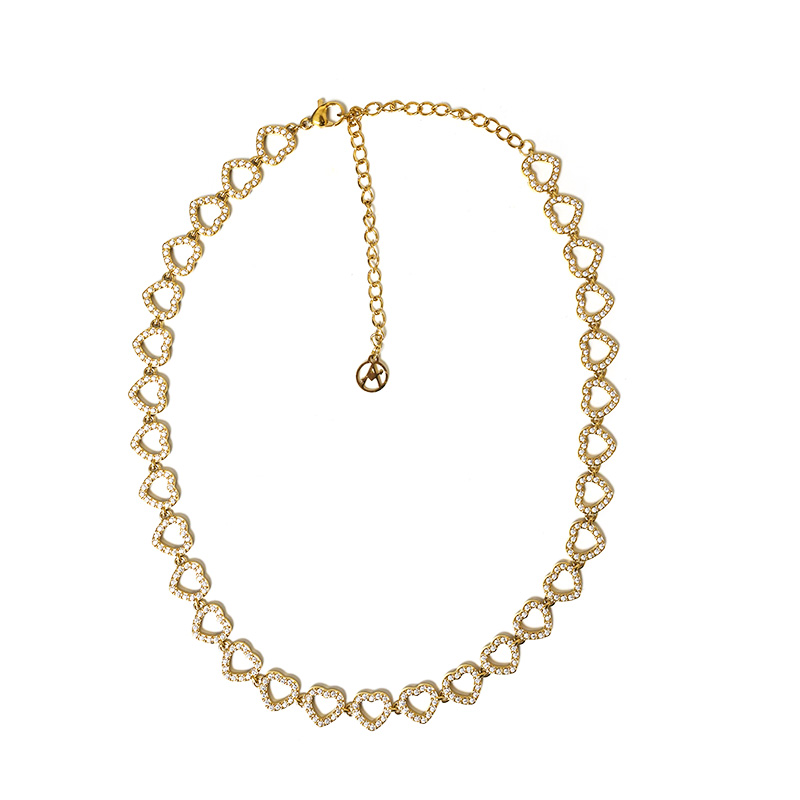 COLLANA CUORI TRAFORATI CON PAVÉ DI ZIRCONI - YC26240C877