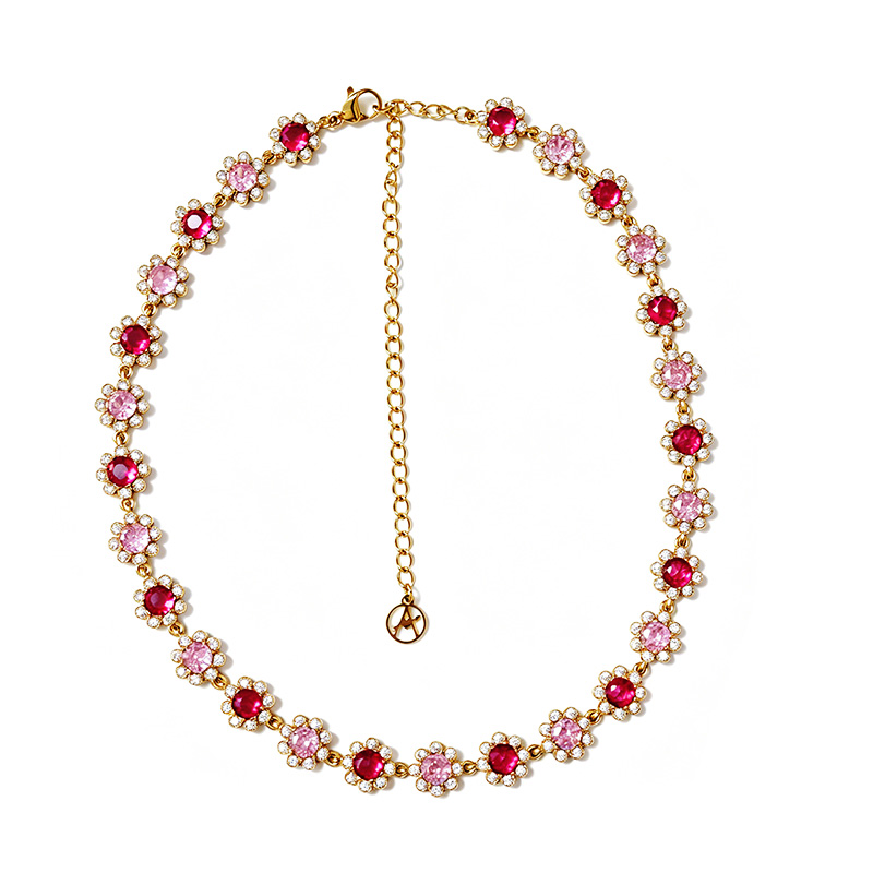 COLLANA A FIORI CON ZIRCONI COLORATI - YC26240C883