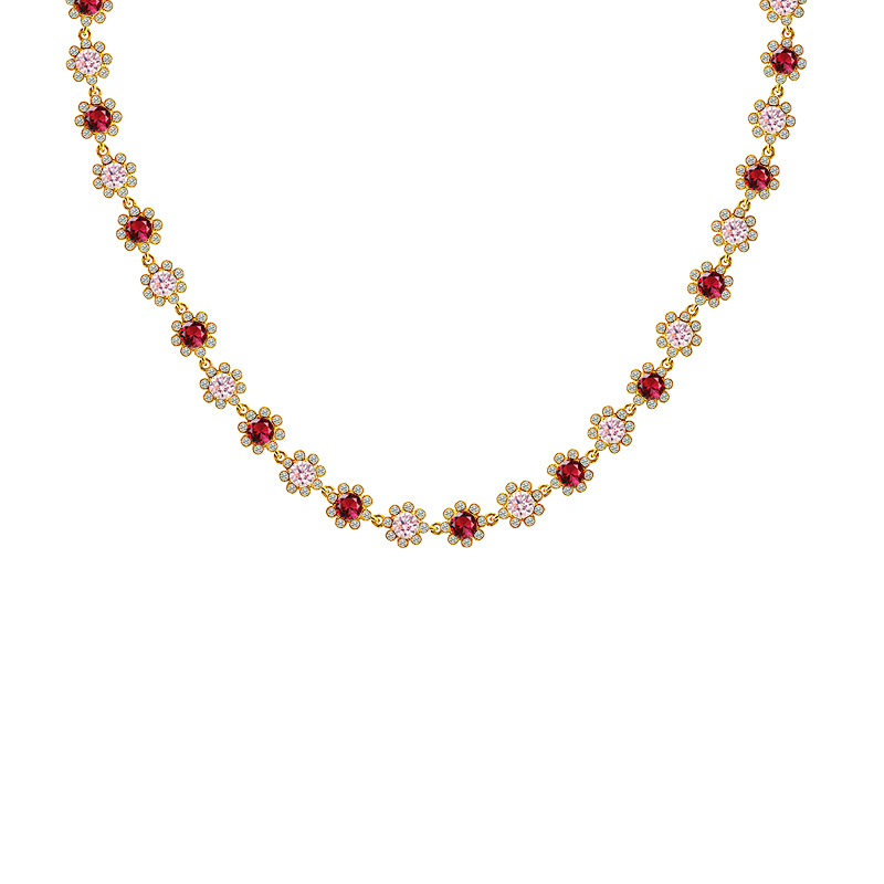 COLLANA A FIORI CON ZIRCONI COLORATI - YC26240C883