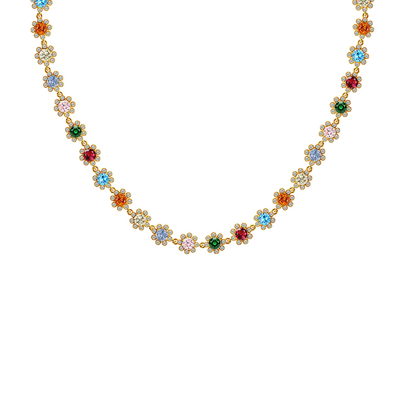 COLLANA A FIORI CON ZIRCONI COLORATI - YC26240C883