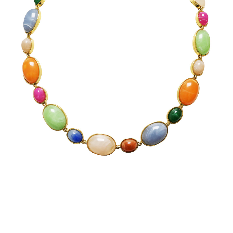COLLANA A MAGLIE OVALI IN RESINA COLORATA - YC26240C913