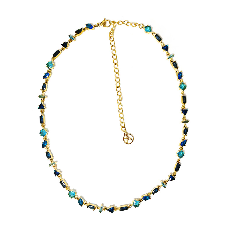 COLLANA GEOMETRICA CON ZIRCONI MULTITAGLIO COLORATI - YC26288C888