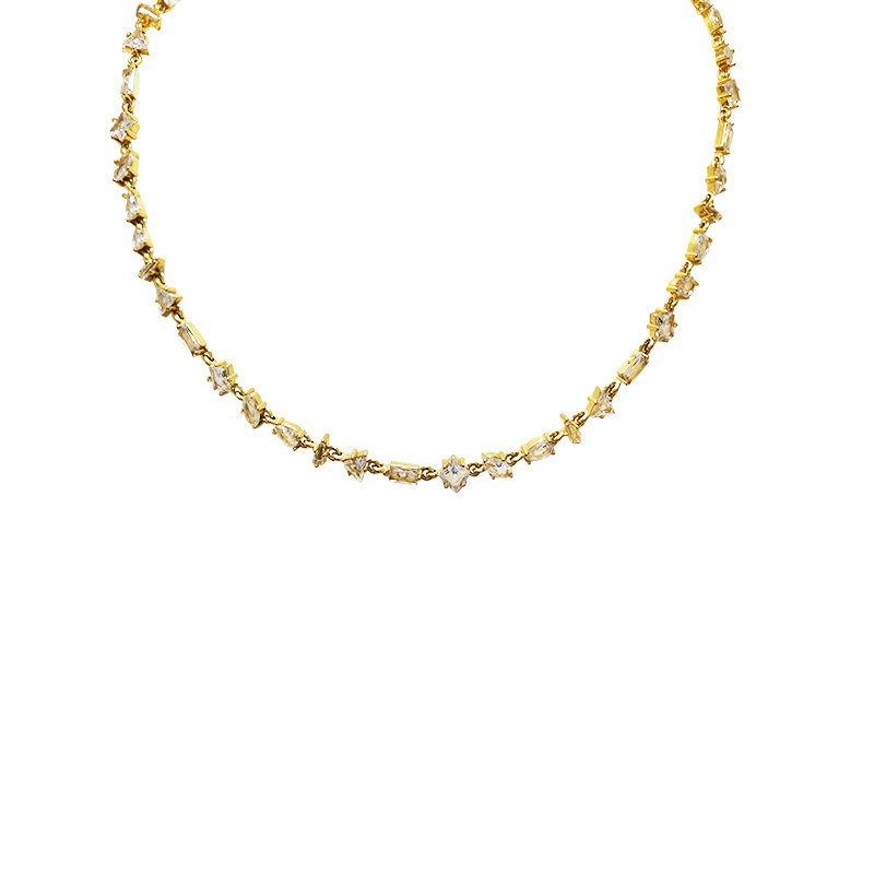 COLLANA GEOMETRICA CON ZIRCONI MULTITAGLIO COLORATI - YC26288C888