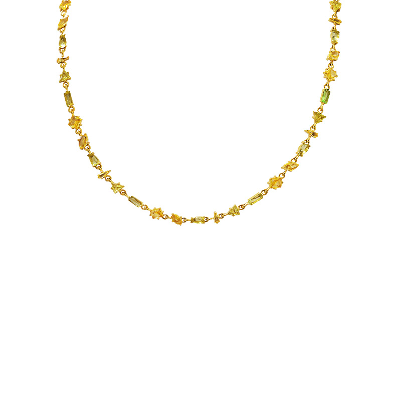 COLLANA GEOMETRICA CON ZIRCONI MULTITAGLIO COLORATI - YC26288C888