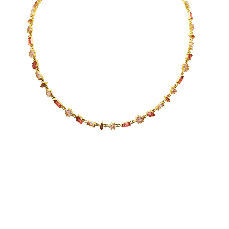 COLLANA GEOMETRICA CON ZIRCONI MULTITAGLIO COLORATI - YC26288C888
