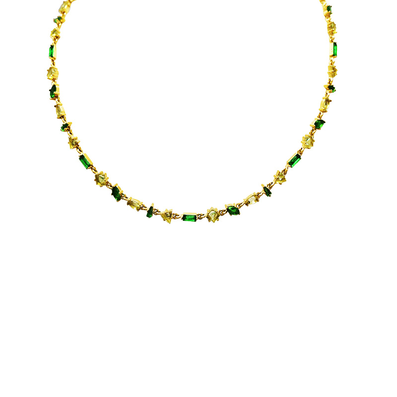 COLLANA GEOMETRICA CON ZIRCONI MULTITAGLIO COLORATI - YC26288C888