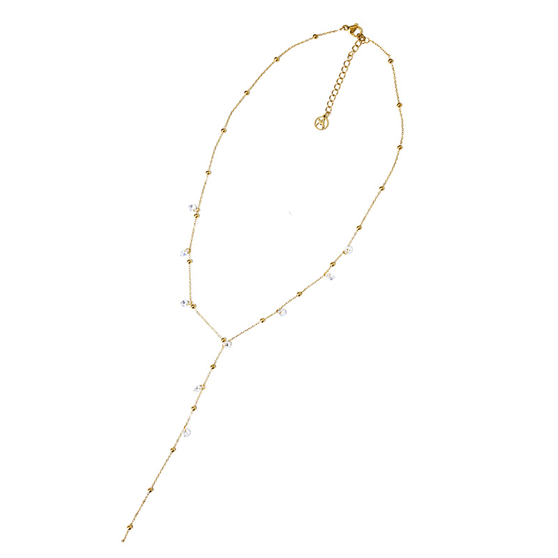COLLANA A Y CON SFERE E ZIRCONI PENDENTI - YC2664C943