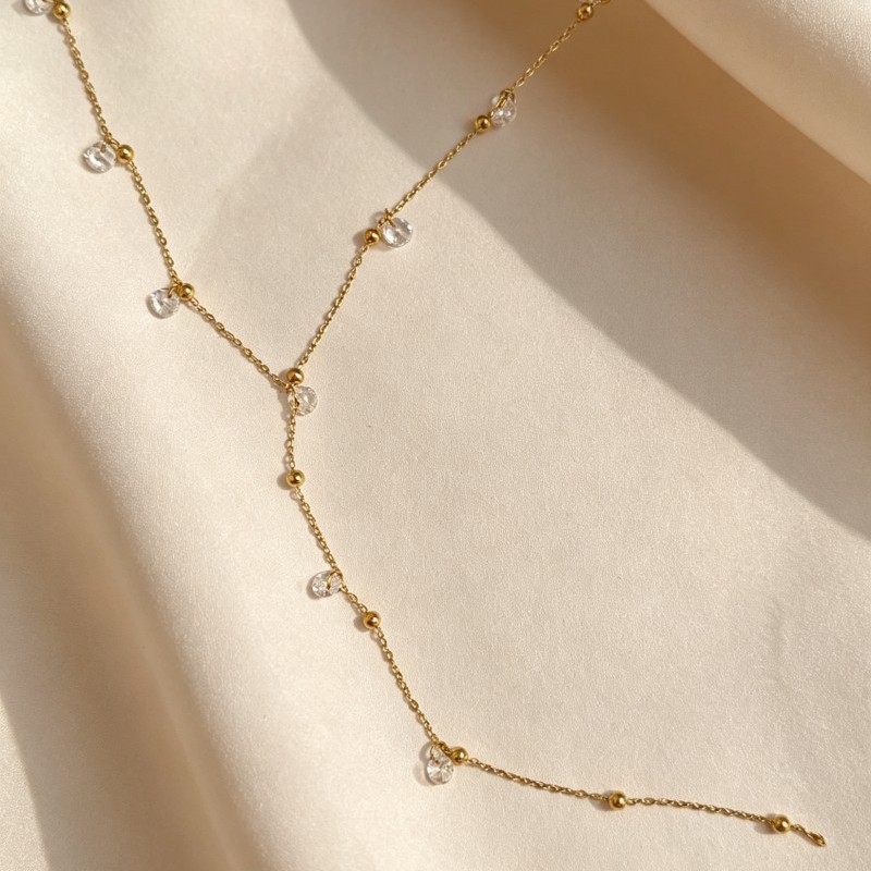 COLLANA A Y CON SFERE E ZIRCONI PENDENTI - YC2664C943