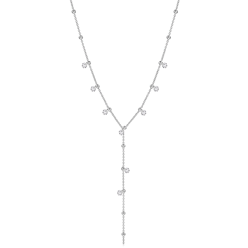 COLLANA A Y CON SFERE E ZIRCONI PENDENTI - YC2664C943