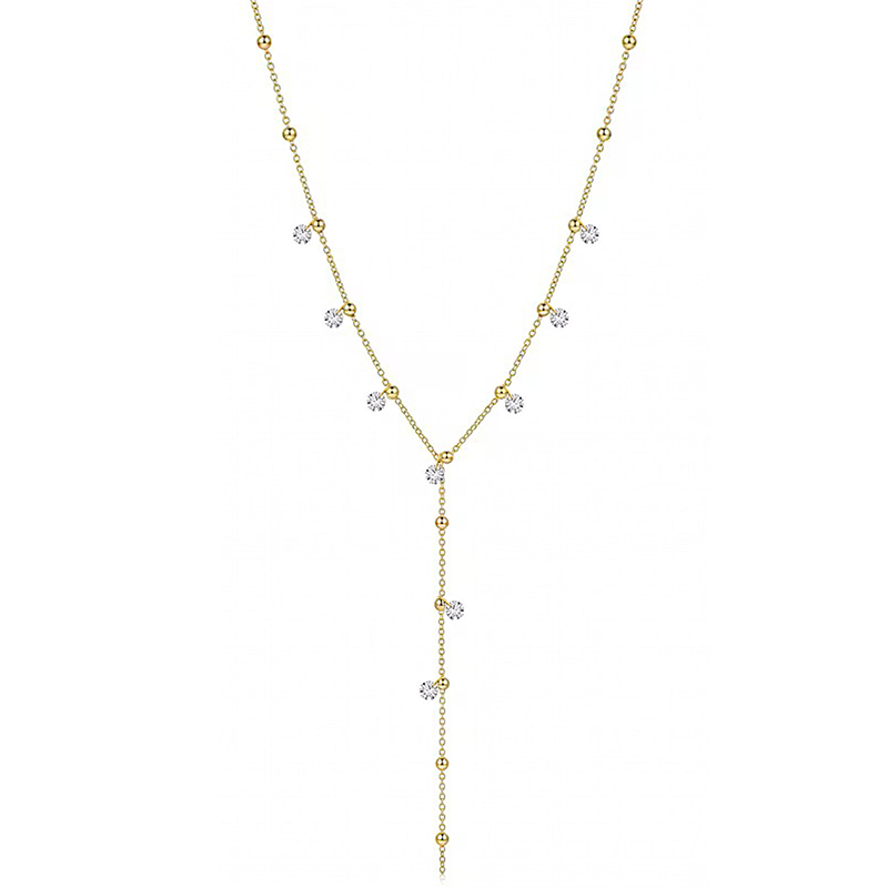 COLLANA A Y CON SFERE E ZIRCONI PENDENTI - YC2664C943