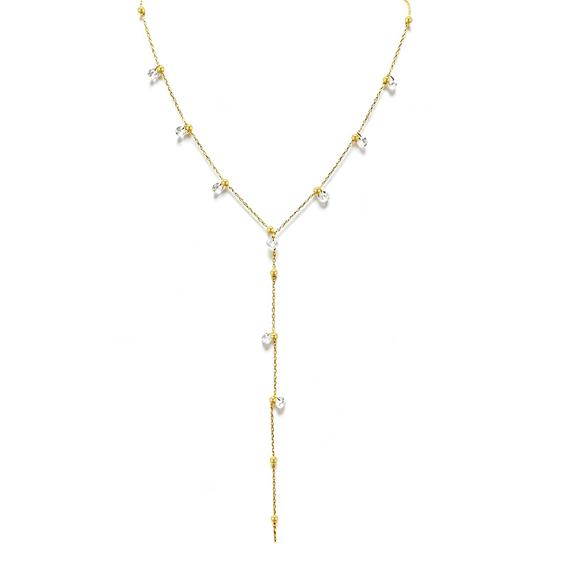 COLLANA A Y CON SFERE E ZIRCONI PENDENTI - YC2664C943