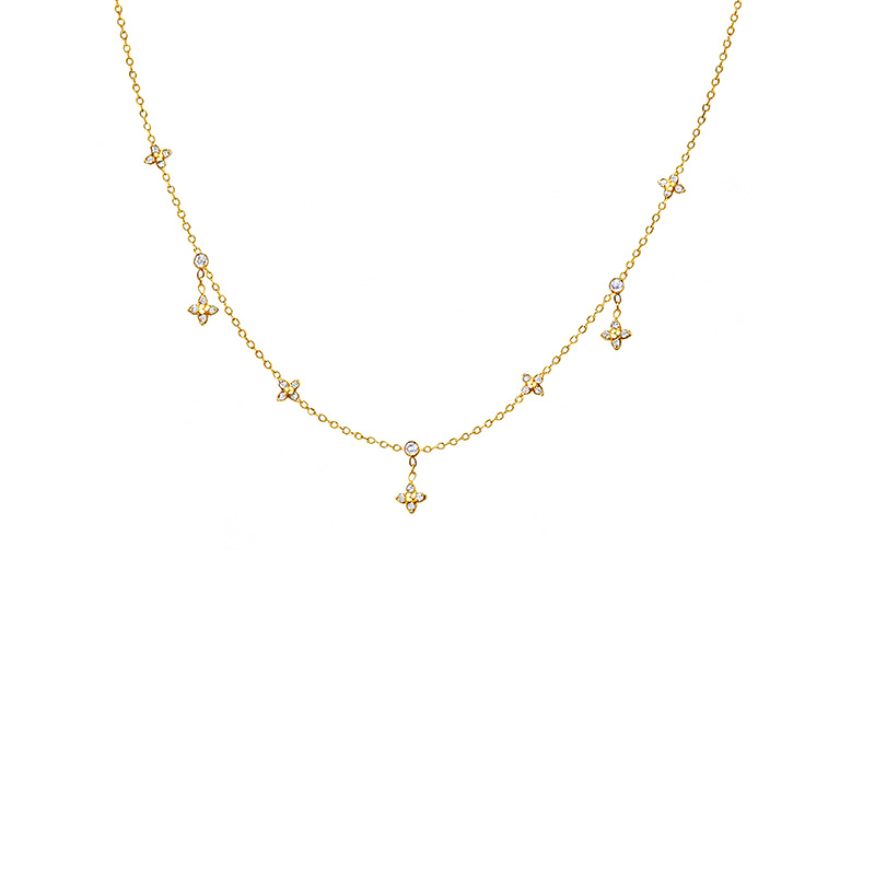 COLLANA CON ZIRCONI E FIORELLINI PENDENTI - YC2696C939