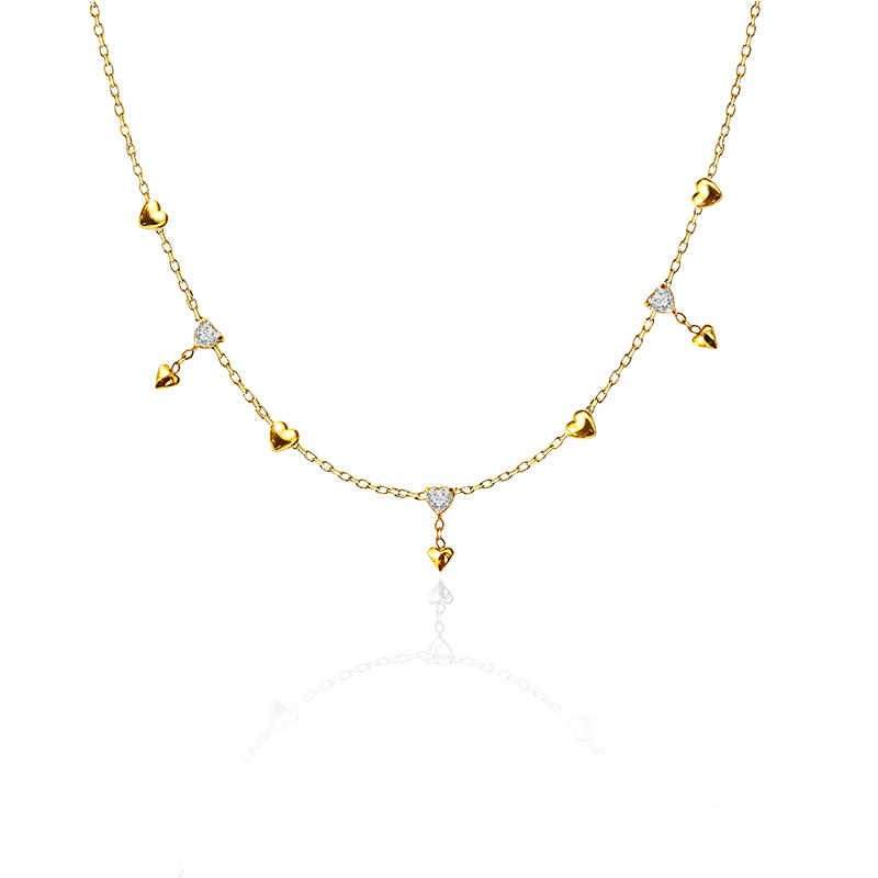 COLLANA CON CUORI PENDENTI E ZIRCONI - YC2696C941