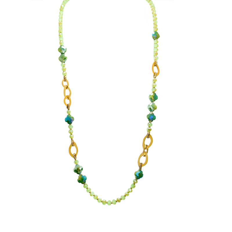 COLLANA LUNGA QUADRIFOGLIO IN CRISTALLO - YNK221104D670