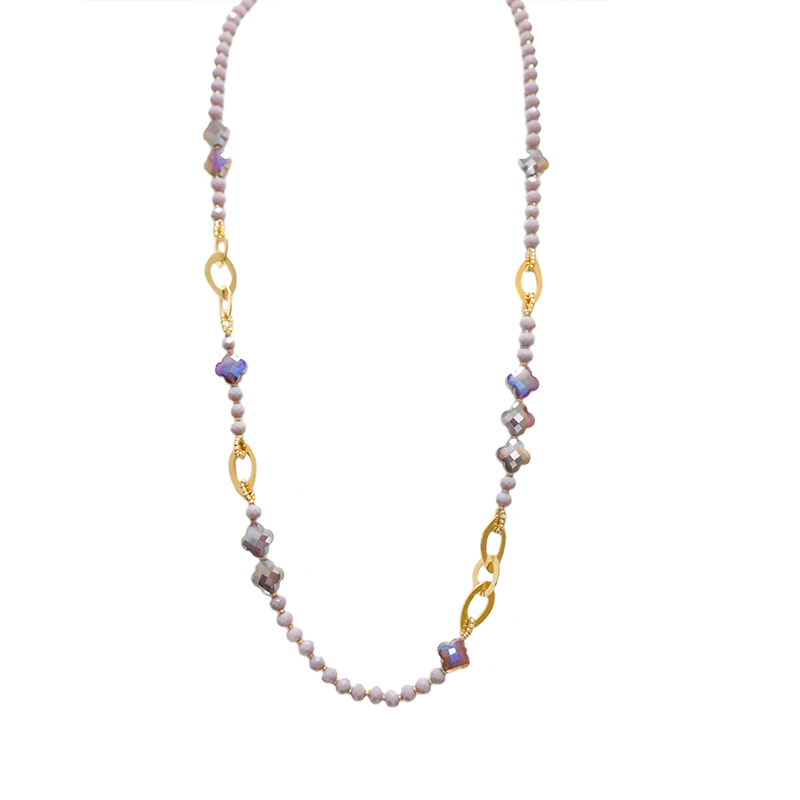 COLLANA LUNGA QUADRIFOGLIO IN CRISTALLO - YNK221104D670