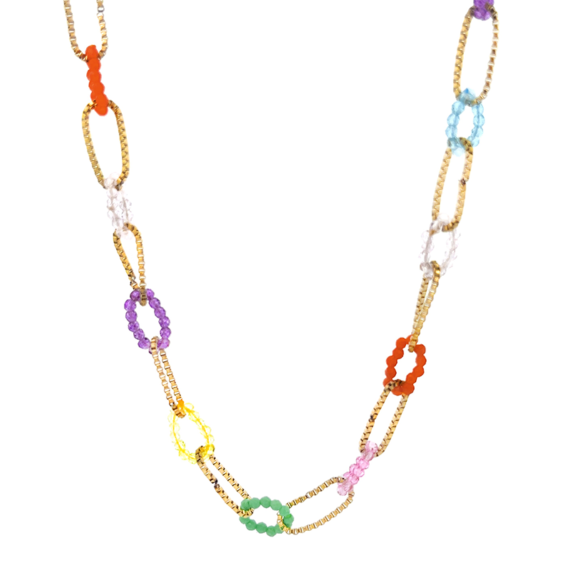 COLLANA AD ANELLI CON CRISTALLO - YNK23120F121