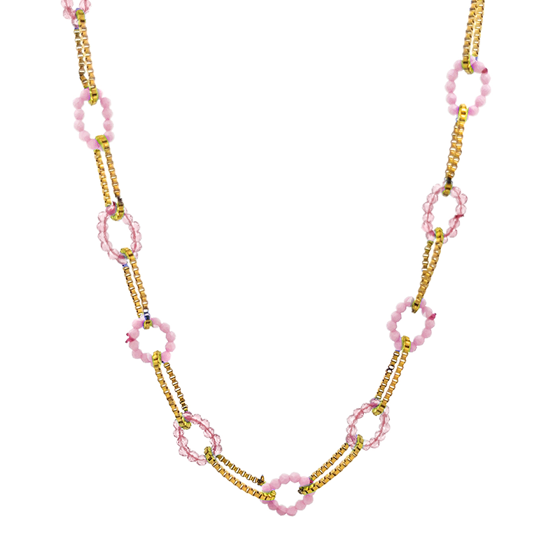 COLLANA AD ANELLI CON CRISTALLO - YNK23120F121