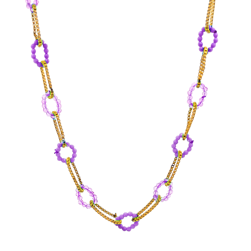 COLLANA AD ANELLI CON CRISTALLO - YNK23120F121