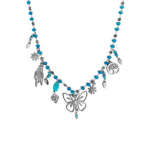 COLLANA CON FARFALLA E CHARMS PENDENTI - YNK23132E303 ARG