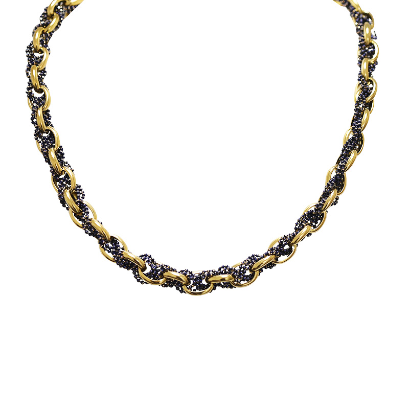 COLLANA INTRECCIATA CON CATENA DORATA E PERLINE SMALTATE - YNK24108B833 COLLANA INTRECCIATA CON CATENA DORATA E PERLINE SMALTATE - YNK24108B833