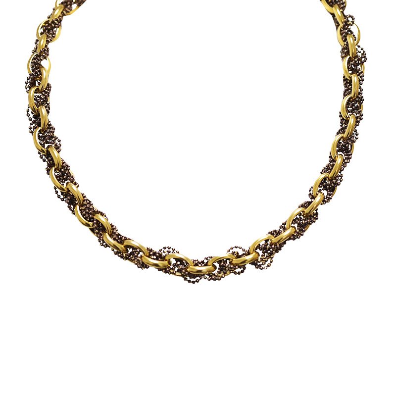 COLLANA INTRECCIATA CON CATENA DORATA E PERLINE SMALTATE - YNK24108B833 COLLANA INTRECCIATA CON CATENA DORATA E PERLINE SMALTATE - YNK24108B833