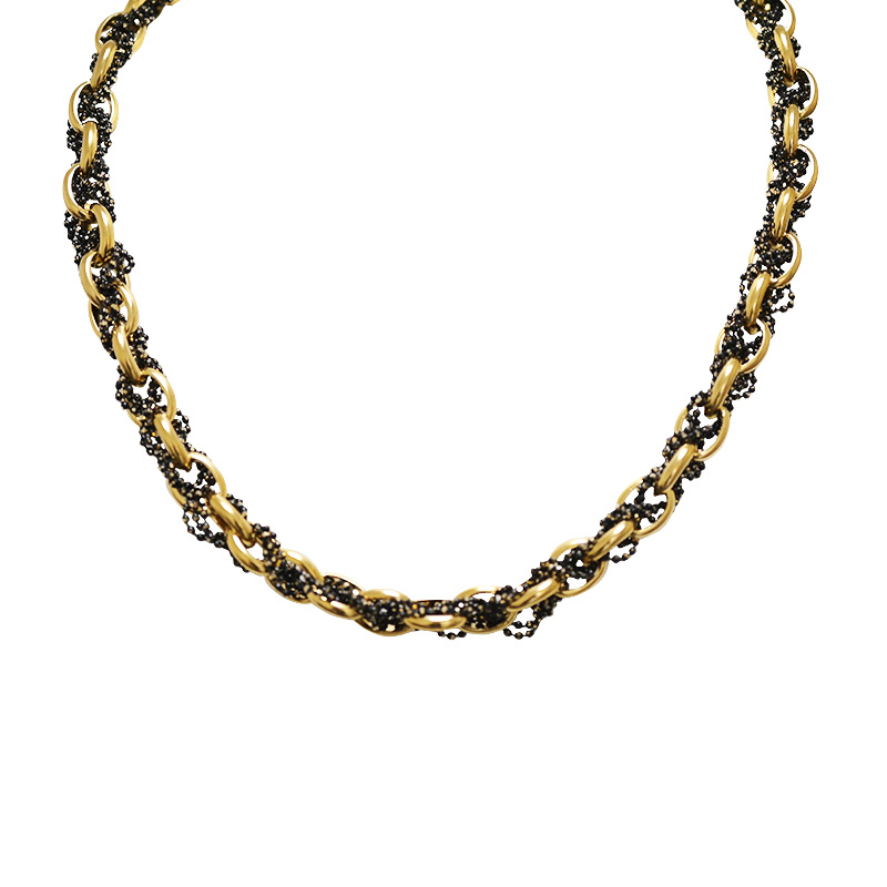 COLLANA INTRECCIATA CON CATENA DORATA E PERLINE SMALTATE - YNK24108B833 COLLANA INTRECCIATA CON CATENA DORATA E PERLINE SMALTATE - YNK24108B833