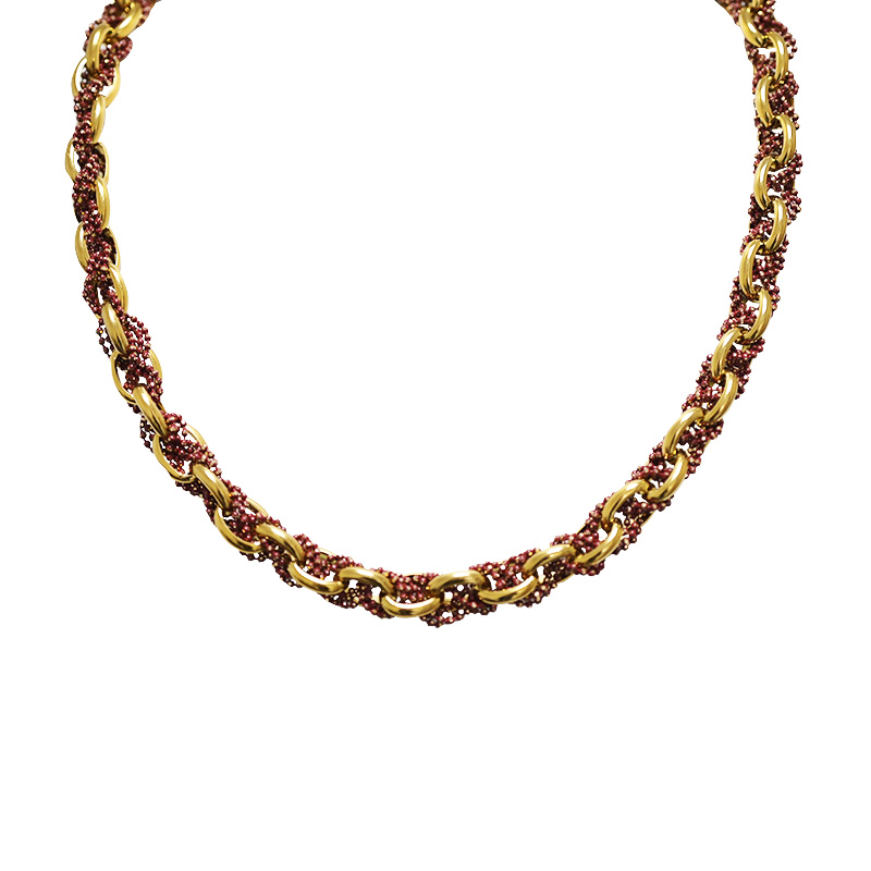 COLLANA INTRECCIATA CON CATENA DORATA E PERLINE SMALTATE - YNK24108B833 COLLANA INTRECCIATA CON CATENA DORATA E PERLINE SMALTATE - YNK24108B833