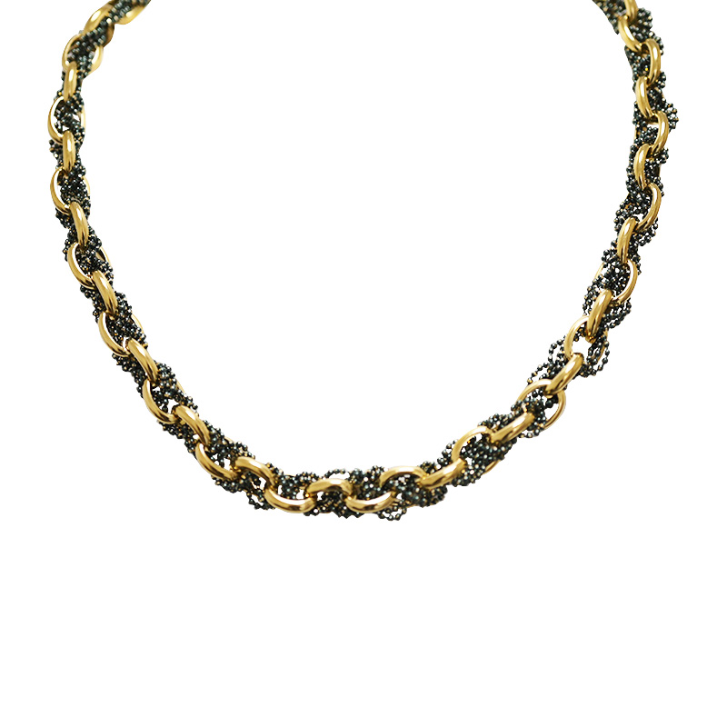 COLLANA INTRECCIATA CON CATENA DORATA E PERLINE SMALTATE - YNK24108B833 COLLANA INTRECCIATA CON CATENA DORATA E PERLINE SMALTATE - YNK24108B833