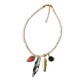 COLLANA IN CORDA DI PELLE MACULATA CON PENDENTI - YNK24112B714 COLLANA IN CORDA DI PELLE MACULATA CON PENDENTI - YNK24112B714