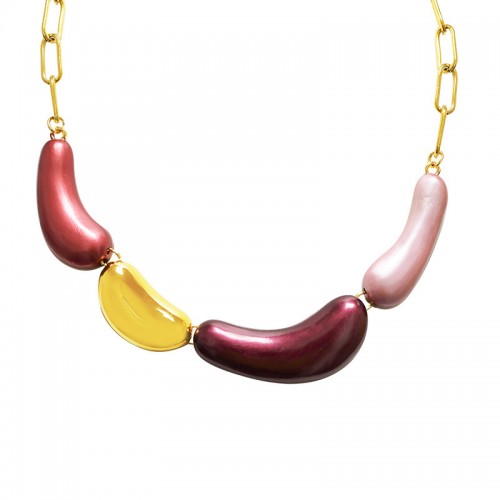 COLLANA CON ELEMENTI SMALTATI DALLE FORME ORGANICHE - YNK241344B710