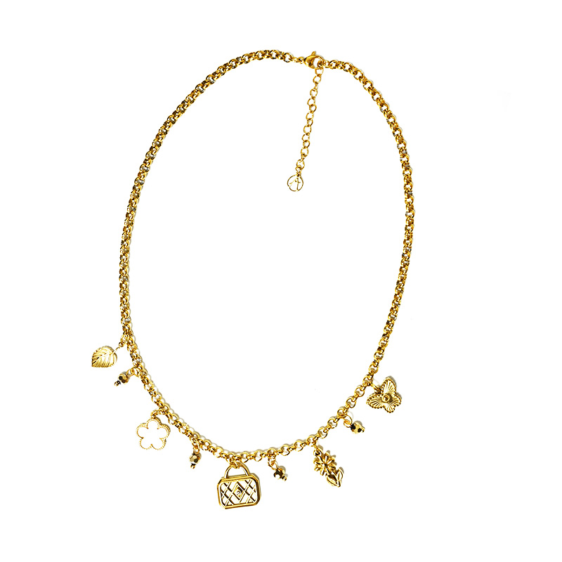 COLLANA A CATENA CON CHARMS E CRISTALLI - YNK241344B718