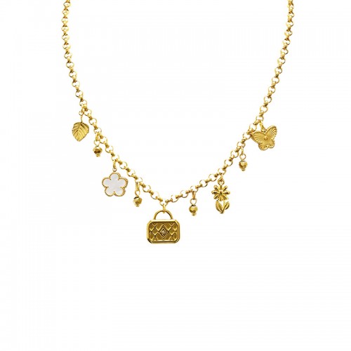 COLLANA A CATENA CON CHARMS E CRISTALLI - YNK241344B718